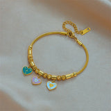 316L Stainless Steel Bracelet for Women Green Pink LOVE Heart Creative