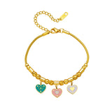 316L Stainless Steel Bracelet for Women Green Pink LOVE Heart Creative