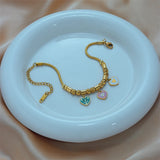 316L Stainless Steel Bracelet for Women Green Pink LOVE Heart Creative