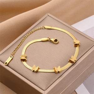 316L Stainless Steel Bracelets for Women Snake Bone Butterfly Shape