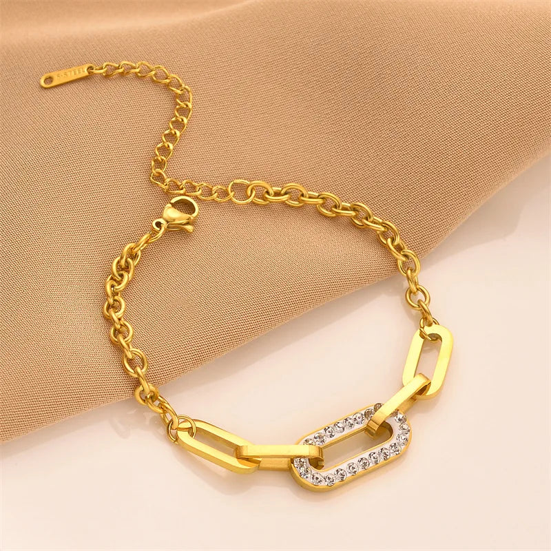 316L Stainless Steel Bracelet with Crystal Decoration