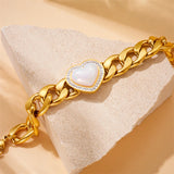 316L Stainless Steel Heart Shaped Bracelet Thick Chain Bangle
