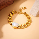 316L Stainless Steel Heart Shaped Bracelet Thick Chain Bangle