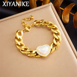 316L Stainless Steel Heart Shaped Bracelet Thick Chain Bangle