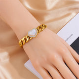 316L Stainless Steel Heart Shaped Bracelet Thick Chain Bangle