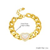 316L Stainless Steel Heart Shaped Bracelet Thick Chain Bangle