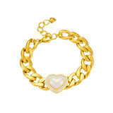 316L Stainless Steel Heart Shaped Bracelet Thick Chain Bangle