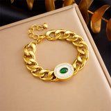 316L Stainless Steel Heart Shaped Bracelet Thick Chain Bangle