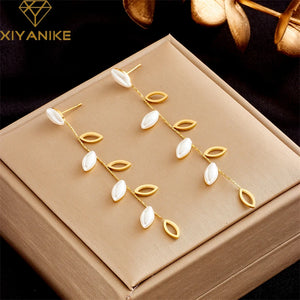 316L Stainless Steel Earrings Leaves Pendant Accessories for Women