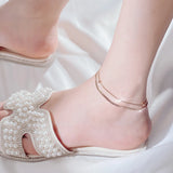 316L Stainless Steel Bead Anklets Double Layer Bracelets For Women Gift Jewelry