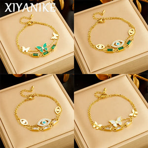 316L Stainless Steel Charm Butterfly Bracelet Evil Eye Bangle Jewelry