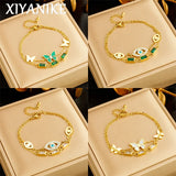 316L Stainless Steel Charm Butterfly Bracelet Evil Eye Bangle Jewelry