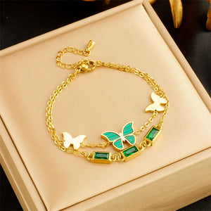 316L Stainless Steel Charm Butterfly Bracelet Evil Eye Bangle Jewelry