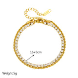 316L Stainless Steel Retro Double Layer Zircon Bracelet