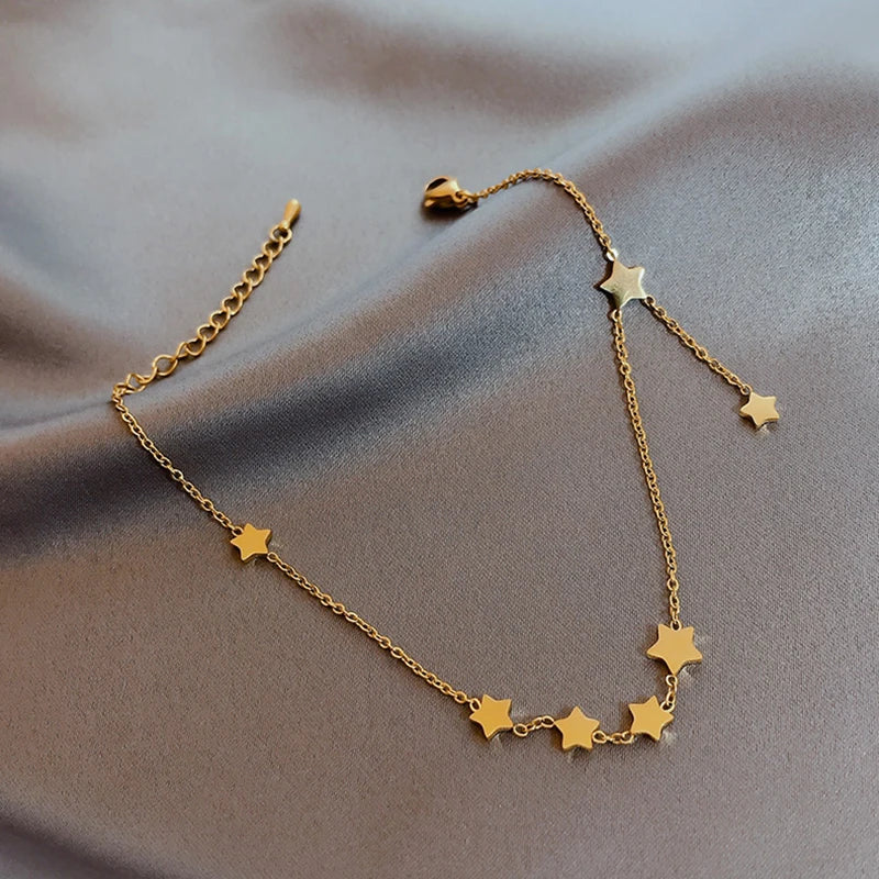 316L Stainless Steel Star Anklets Foot Jewelry for Women