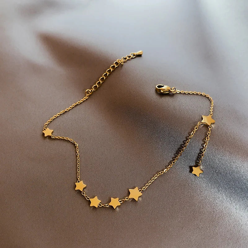 316L Stainless Steel Star Anklets Foot Jewelry for Women