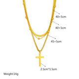 316L Stainless Steel Necklace Cross Double Chain for Women