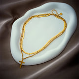 316L Stainless Steel Necklace Cross Double Chain for Women