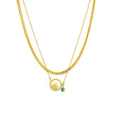 316L Stainless Steel Hollow Pendant Necklace Double Chains Accessories