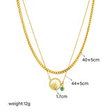 316L Stainless Steel Hollow Pendant Necklace Double Chains Accessories