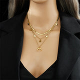 316L Stainless Steel Necklace Star Moon Pendant Women Charm Christma