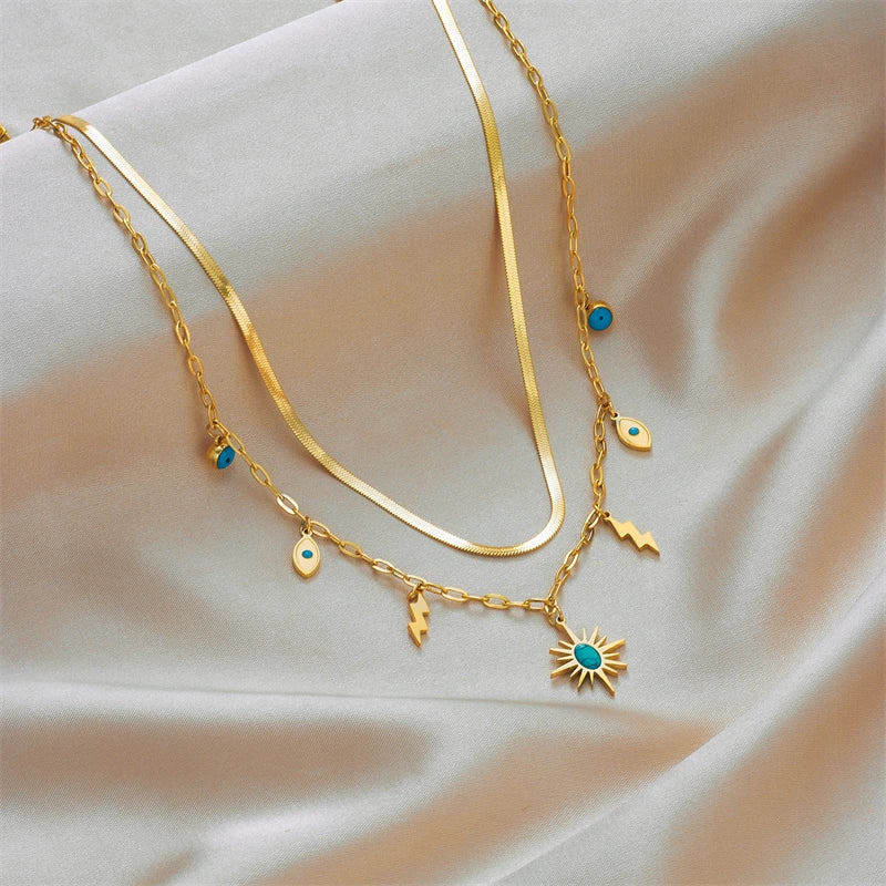 Vintage Enamel Pendant Woman Necklace Bohemian Jewelry