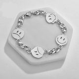 316L Stainless Steel Silver Smile Thick Chain Bracelets