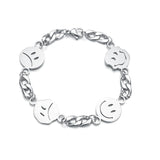 316L Stainless Steel Silver Smile Thick Chain Bracelets