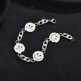 316L Stainless Steel Silver Smile Thick Chain Bracelets