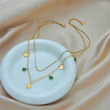 Vintage Style Dark Green Enamel Necklace for Women
