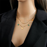Vintage Style Dark Green Enamel Necklace for Women