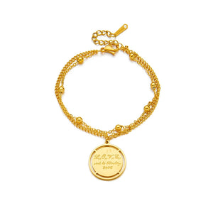316L Stainless Steel Women Bracelet with Round Pendant Chain for Casual Girls