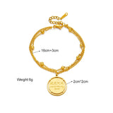 316L Stainless Steel Women Bracelet with Round Pendant Chain for Casual Girls