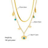 Double Layer Eye Shape Pendant Women Necklace European Girls Jewelry