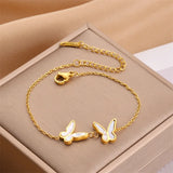 316L Stainless Steel Women's Bracelets with Two Butterfly Decoration
