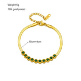 316L Stainless Steel Women's Bracelet Green Crystal Decoration Holiday
