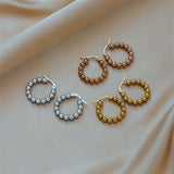 316L Stainless Steel Women's Earrings Round Beads Shape Silver Female Jewelry