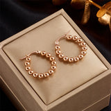 316L Stainless Steel Women's Earrings Round Beads Shape Silver Female Jewelry