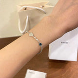 Crystal Heart Chain Link Bracelets Bangle for Women Girls