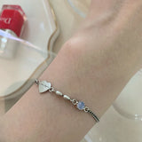 Crystal Heart Chain Link Bracelets Bangle for Women Girls