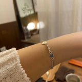 Crystal Heart Chain Link Bracelets Bangle for Women Girls