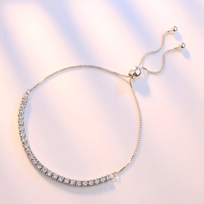 Silver Sparkling Strand Bracelet Link Tennis Bracelet VBS4087