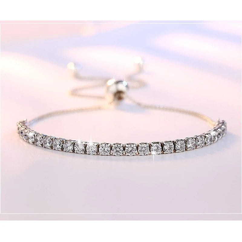 Silver Sparkling Strand Bracelet Link Tennis Bracelet VBS4087