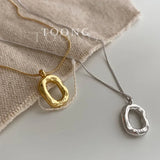 Silver Charm Necklace Ellipse Geometry Pendant Jewelry Gift
