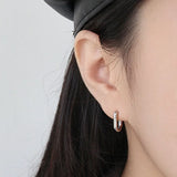 Geometric Ellipse Stud Earrings Vintage Minimalist Silver Party Jewelry Gift