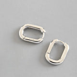 Geometric Ellipse Stud Earrings Vintage Minimalist Silver Party Jewelry Gift