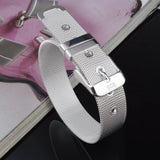 Big Silver Net Strap Bracelet Women Gift VBS4001