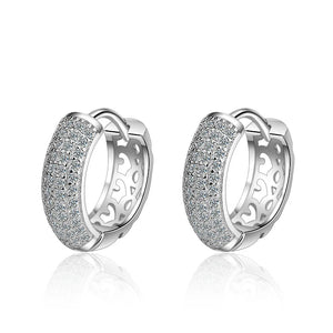 Silver CZ Mosaic Zircon Charm Earrings Gift for Women