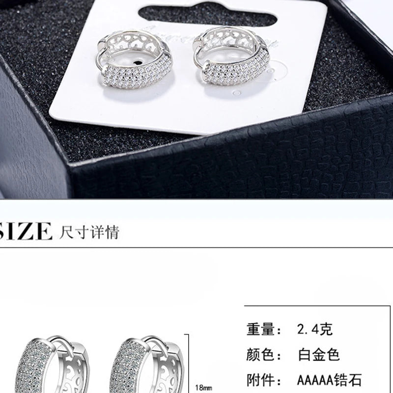 Silver CZ Mosaic Zircon Charm Earrings Gift for Women