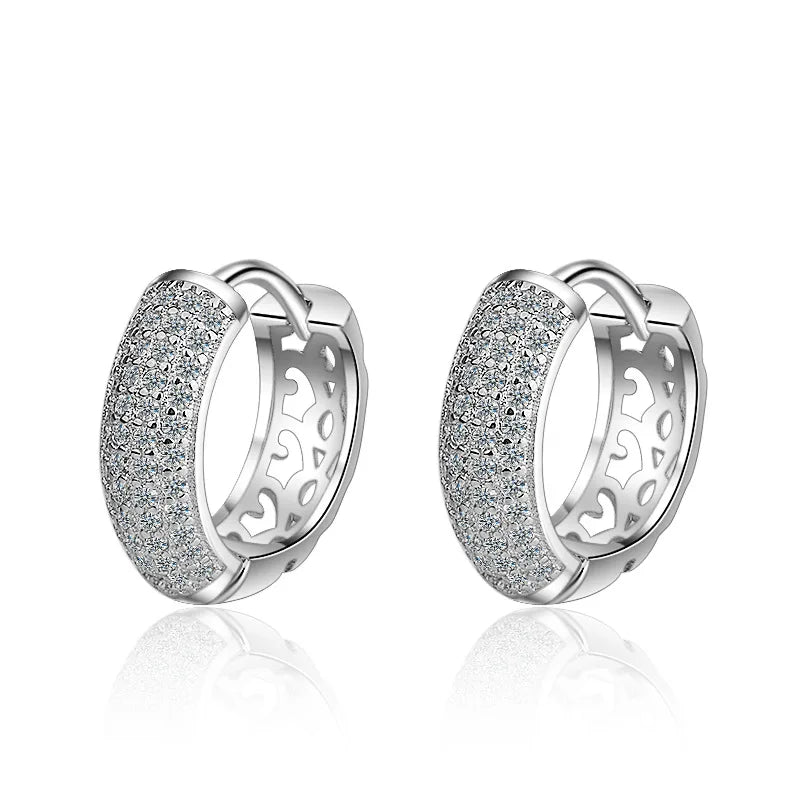 Silver CZ Mosaic Zircon Charm Earrings Gift for Women